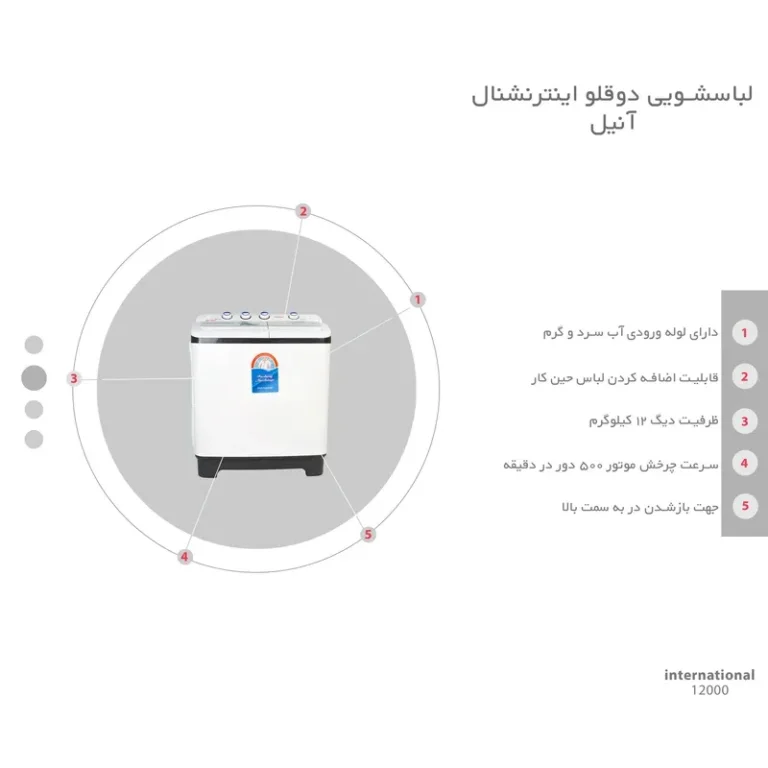 لباسشویی دوقلو ناسیونال آنیل مدل 12000 ظرفیت 12 کیلوگرم